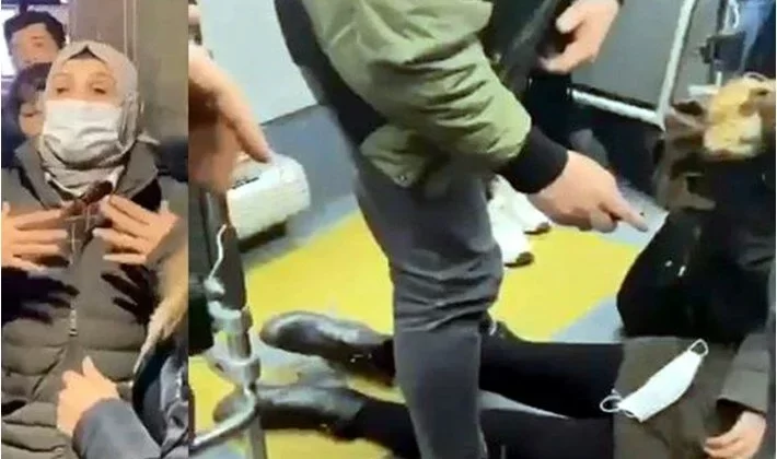 Metrobüste alacak tartışması bayılttı