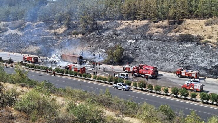 Tüp yüklü kamyon ile TIR çarpıştı, otoyol yangın yerine döndü